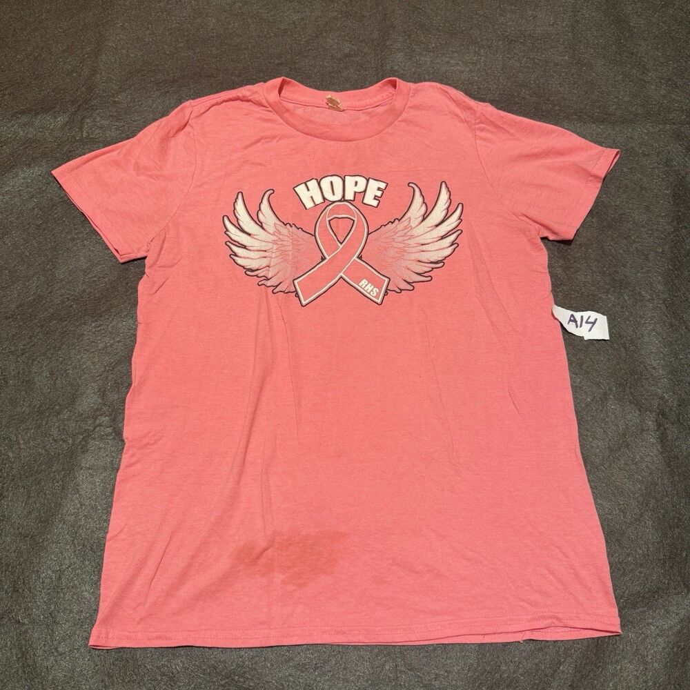 Breast Cancer Womens TShirt L Large Pink Short Sleeve Top Tee Shirt Casual